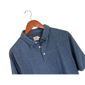 FAHERTY Polo Shirt Heather Blue Cotton Short Sleeve Size Large